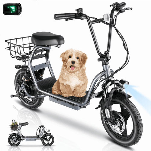 Electric Scooter for Adults with Seat,Peak 1200W Motor,Commuter Foldable Electric Scooter with Basket, Dual Shock Absorbers&14" Wheels,Up to 30 Miles 20Mph,Gray,Ul2272 Certified